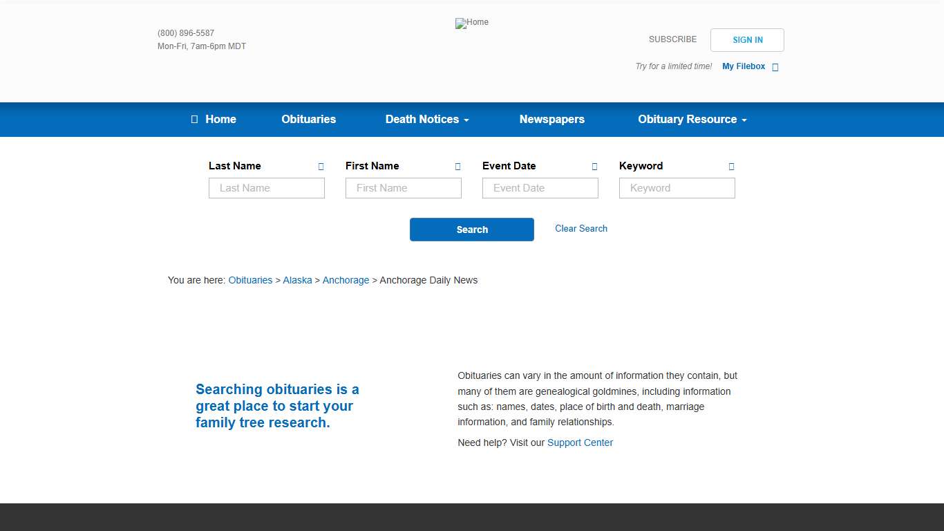 Anchorage Daily News Obituaries (1985 – 2026) - Anchorage, AK