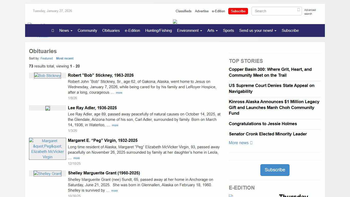 Obituaries - Copper River Record