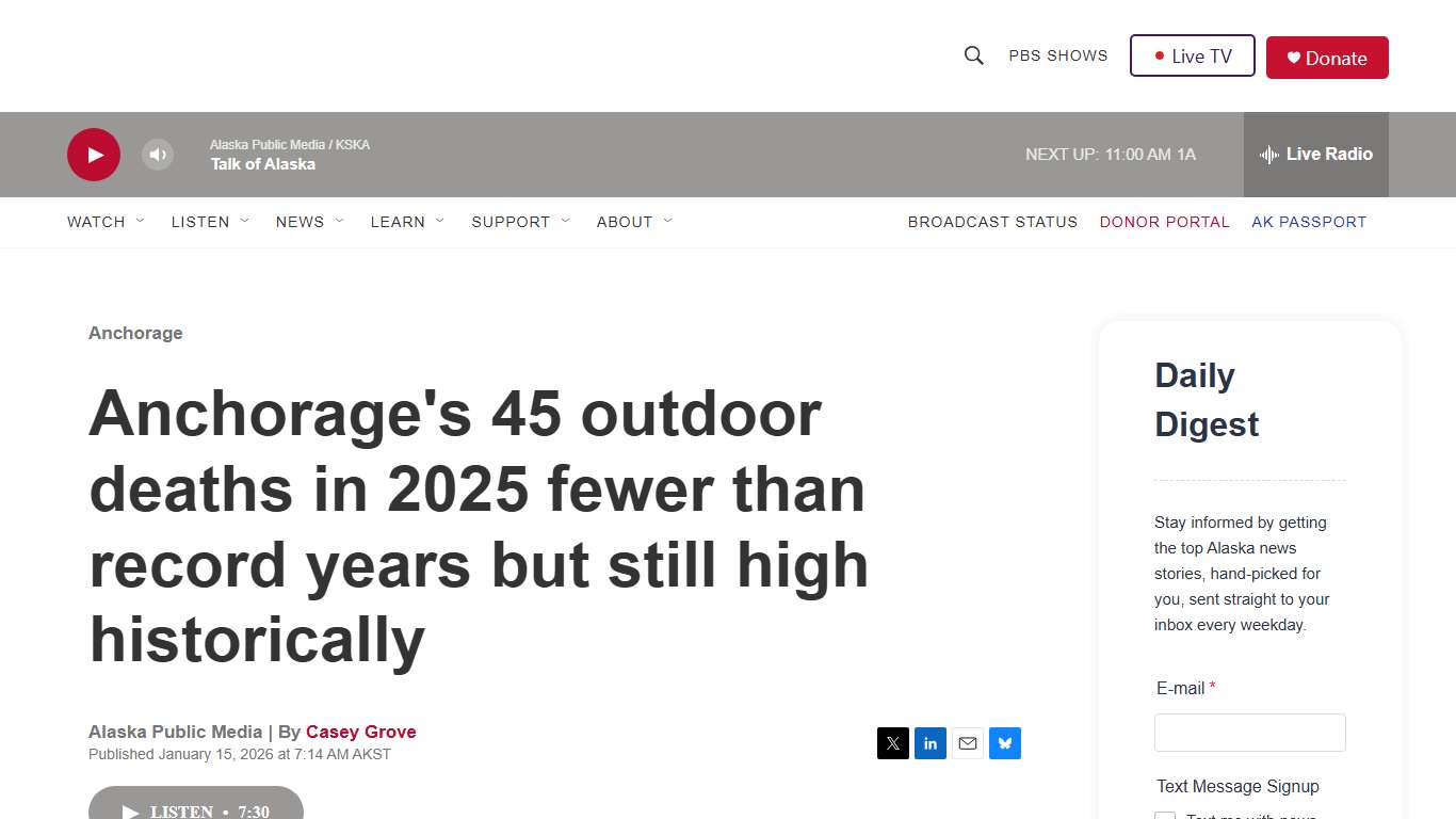 Anchorage's 45 outdoor deaths in 2025 fewer than record years but still high historically